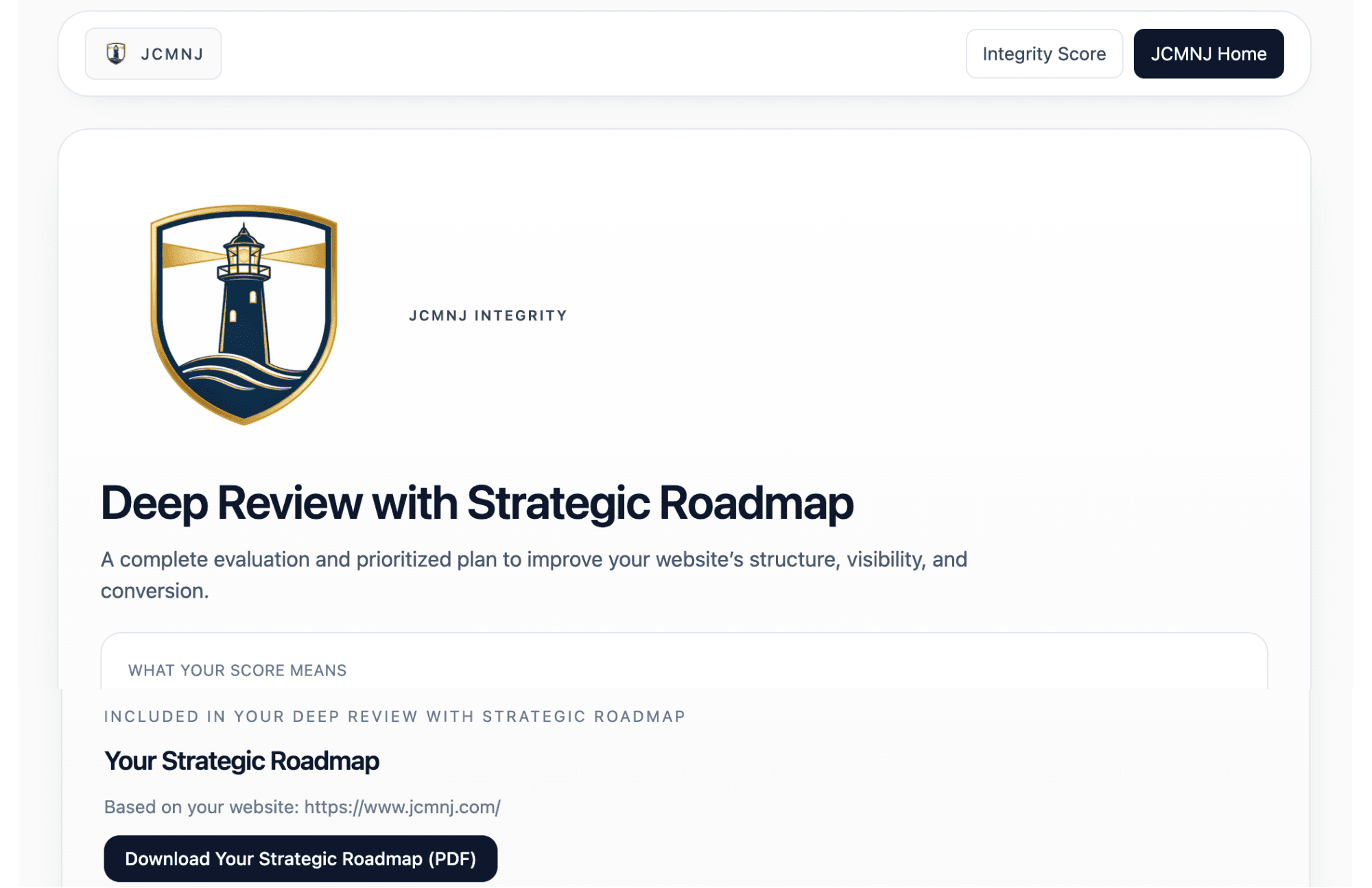 Deep Review with Strategic Roadmap deliverable example