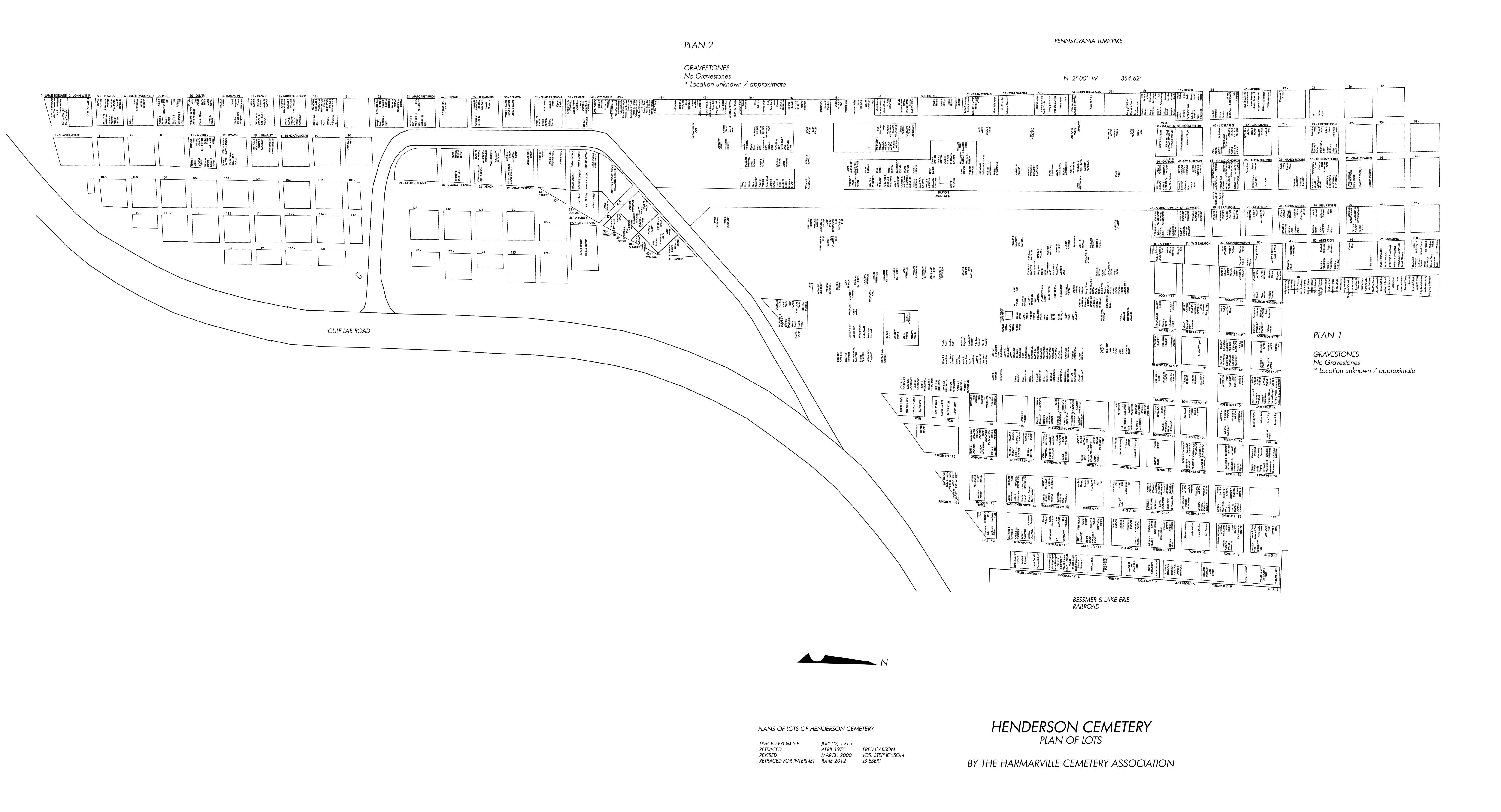 Henderson Cemetery plot map